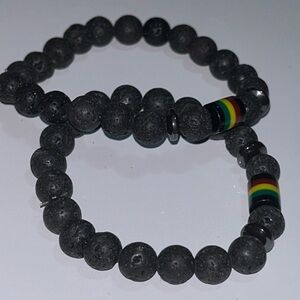 Lava Stone Rasta Bracelet set – Strength, Unity & Protection